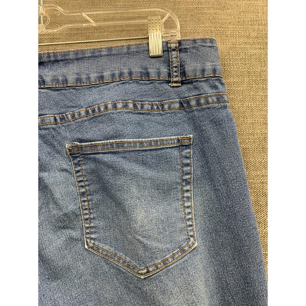 Simply Emma Capri Jeans Womens 20W Blue Denim Faded Cotton Stretch High Waisted - Picture 11 of 16
